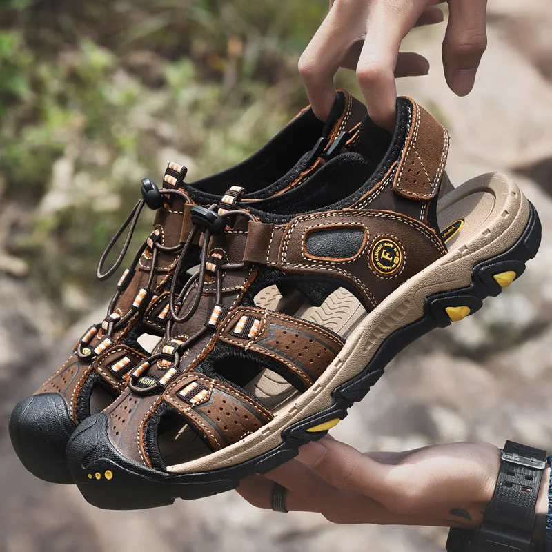 Летние мужские сандалии, Нескользящие уличные походные сандалии, пляжные сандалии с закрытым носком, повседневная дышащая обувь для рыбалки на реке и воде
Летние мужские сандалии, Нескользящие уличные походные сандалии, пляжные сандалии с закрытым носком, повседневная дышащая обувь для рыбалки на реке и воде