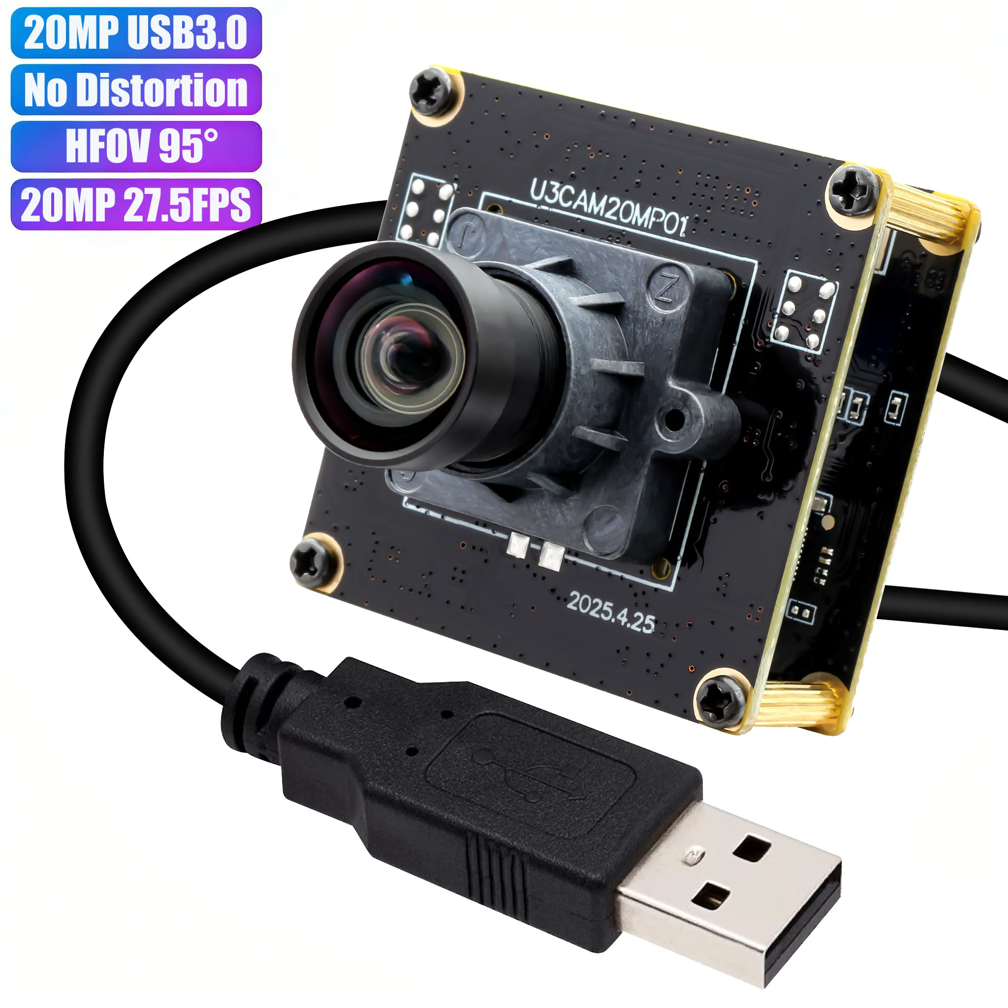 ELP Ultra HD 20MP 27.5fps High Speed USB3.0 Camera Module 95° Wide Angle Mini UVC Webcam Board for PC Laptop Lightburn
ELP Ultra HD 20MP 27.5fps High Speed USB3.0 Camera Module 95° Wide Angle Mini UVC Webcam Board for PC Laptop Lightburn