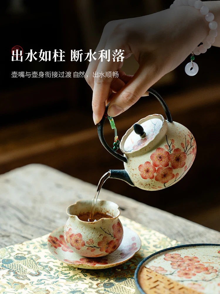 Pure Hand Drawing Plum Teapot with Slide Household Loop-Handled Single Porcelain Set Water Filtration Kettle
Pure Hand Drawing Plum Teapot with Slide Household Loop-Handled Single Porcelain Set Water Filtration Kettle