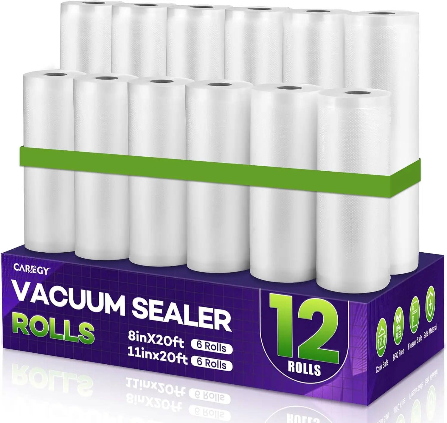Food Vacuum Sealer Rolls Bags 12 Pack 6 Rolls 8'' x 20' and 6 Rolls 11''x 20' Commercial Grade BPA Free Bag Rolls Embossed Fo
Food Vacuum Sealer Rolls Bags 12 Pack 6 Rolls 8'' x 20' and 6 Rolls 11''x 20' Commercial Grade BPA Free Bag Rolls Embossed Fo