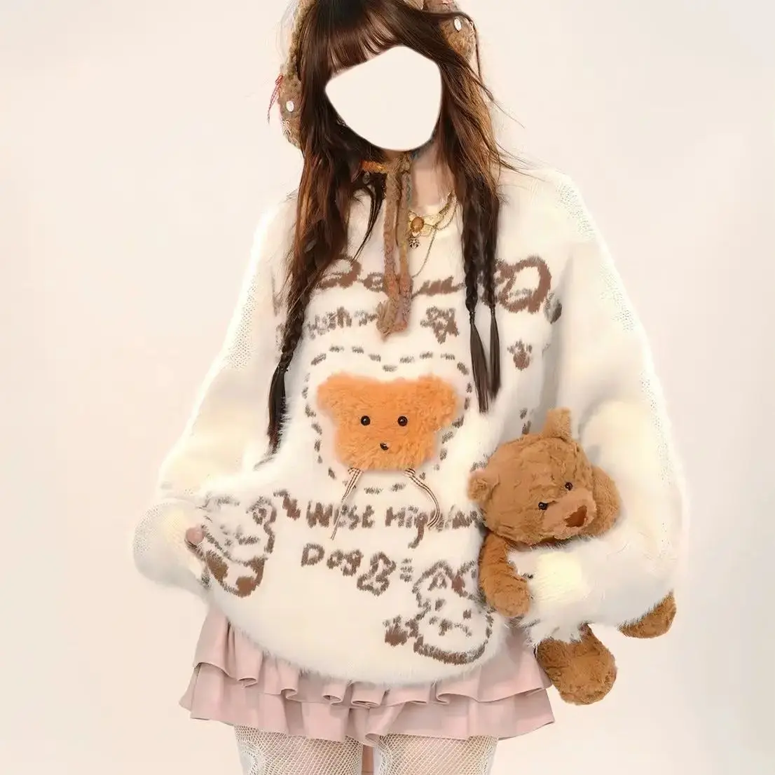 Японский кремовый медведь, мягкий и восковой ленивый стиль, имитация норки, свитер для женщин осенью и зимой, новый свободный пуловер, дизайн, топ
Японский кремовый медведь, мягкий и восковой ленивый стиль, имитация норки, свитер для женщин осенью и зимой, новый свободный пуловер, дизайн, топ