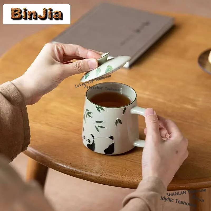 400ml Plant Ash Handmade Teacup Household Hand-painted Panda Mug Vintage Coffee Cup with Lid Tea Soaking Personalized Mug Crafts
400ml Plant Ash Handmade Teacup Household Hand-painted Panda Mug Vintage Coffee Cup with Lid Tea Soaking Personalized Mug Crafts