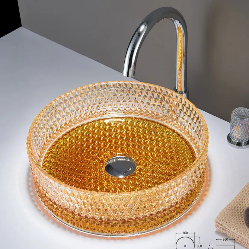 Crystal Glass Bathroom Sink Countertop Basin Hotel Washbasin Sink Modern Transparent Glass Basin Vanity Sink with Chrome Feet
Crystal Glass Bathroom Sink Countertop Basin Hotel Washbasin Sink Modern Transparent Glass Basin Vanity Sink with Chrome Feet