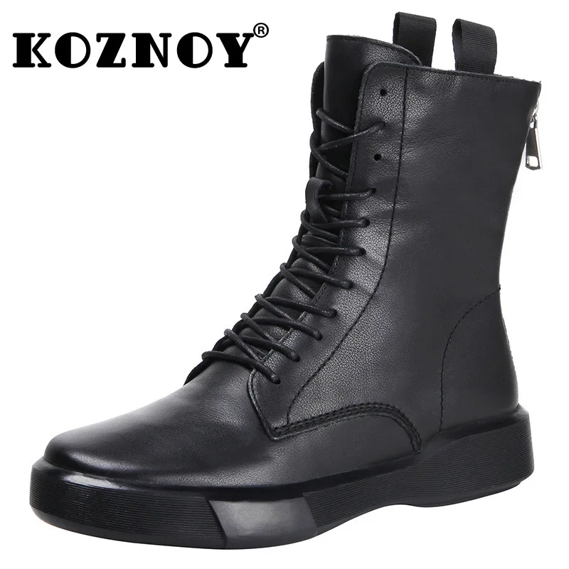 Koznoy 3.5cm British Genuine Leather Retro ZIP Hight Top Spring Motorcycle Ankle Boots Autumn Winter Woman Plush Flats Shoes
Koznoy 3.5cm British Genuine Leather Retro ZIP Hight Top Spring Motorcycle Ankle Boots Autumn Winter Woman Plush Flats Shoes