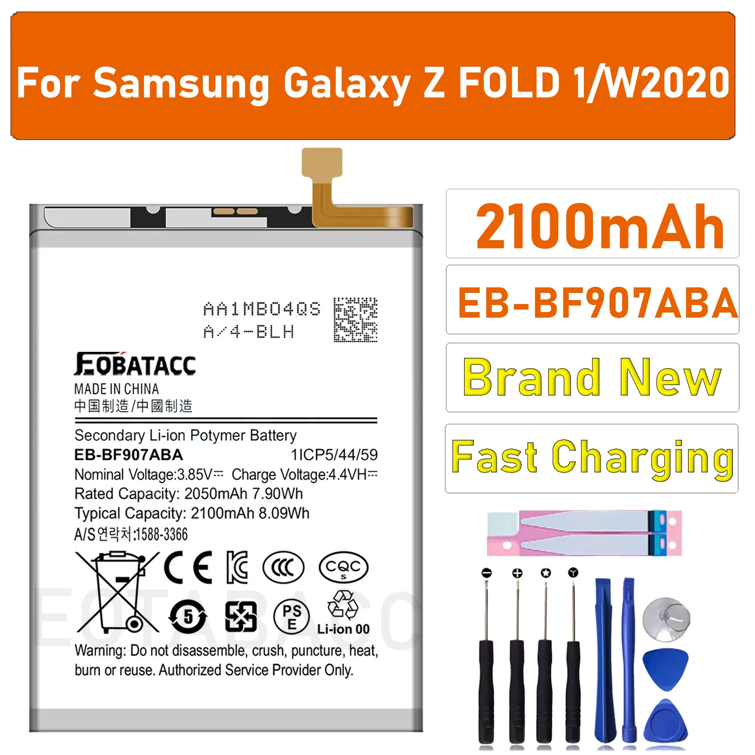 2025 лет EB-BF907ABA EB-BF901ABA Новый высококачественный аккумулятор для телефона Samsung Galaxy Z FOLD1/W2020 + бесплатные инструменты
2025 лет EB-BF907ABA EB-BF901ABA Новый высококачественный аккумулятор для телефона Samsung Galaxy Z FOLD1/W2020 + бесплатные инструменты