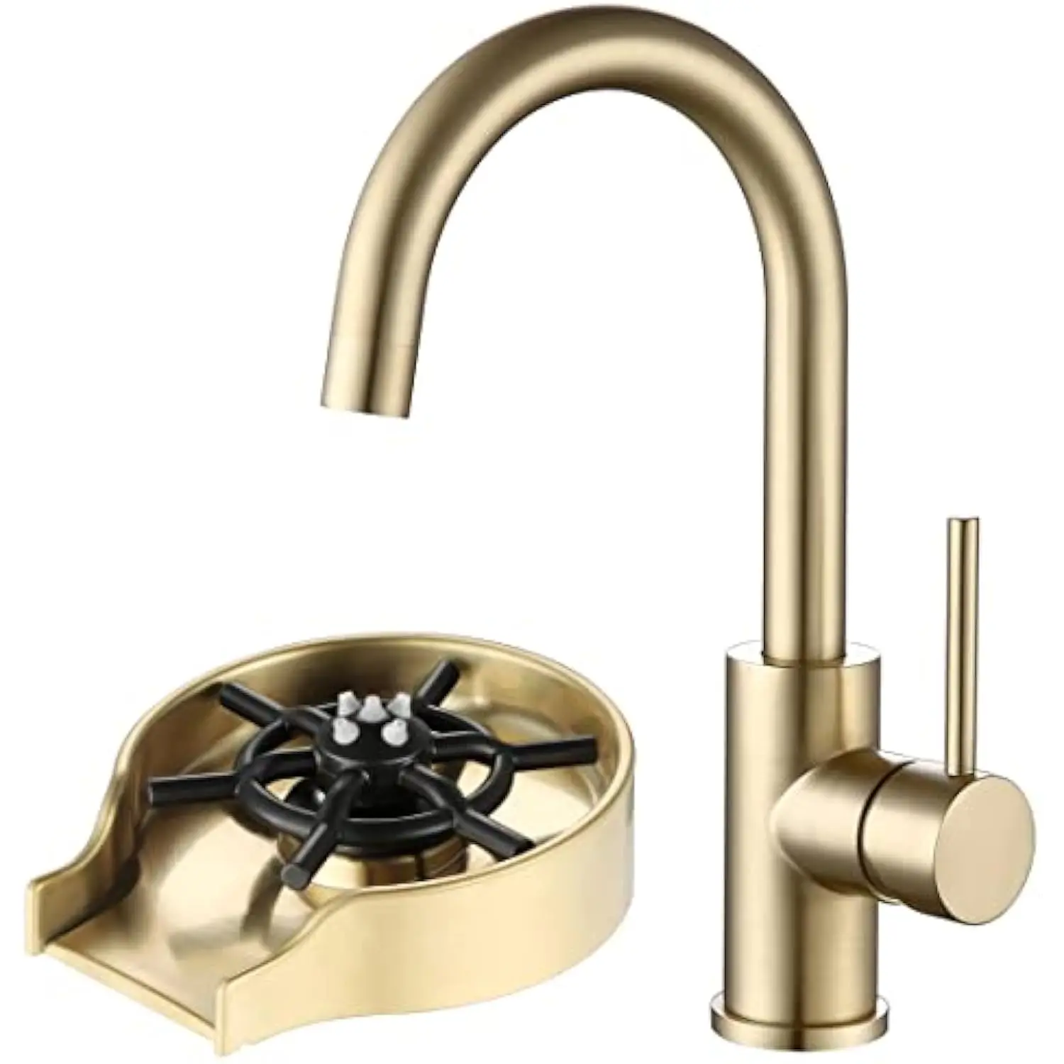 Bar Faucet Brushed Gold with Gold Glass Rinser for Kitchen Sink Single Hole Mounted, Single Handle Bar Sink Faucet and Cup Rins
Bar Faucet Brushed Gold with Gold Glass Rinser for Kitchen Sink Single Hole Mounted, Single Handle Bar Sink Faucet and Cup Rins