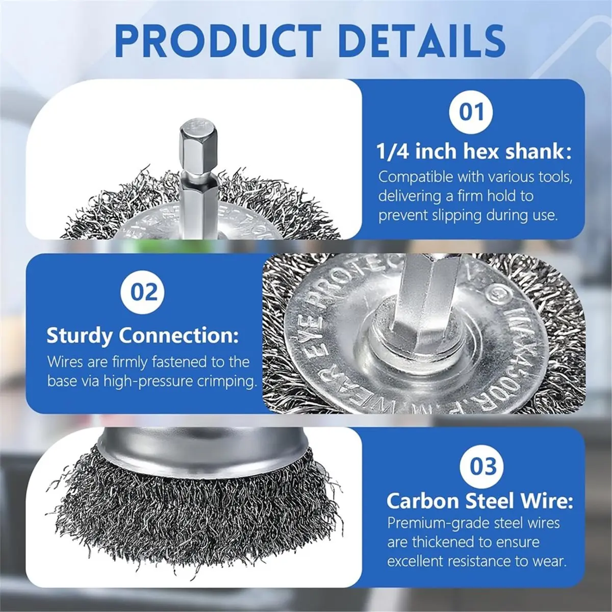 A58Z Drill Wire Brushes Coarse Carbon Steel Crimping Wire Wheel Cup Brushes, Hex Shank-Suitable for Rust Cleaning 12Pcs
A58Z Drill Wire Brushes Coarse Carbon Steel Crimping Wire Wheel Cup Brushes, Hex Shank-Suitable for Rust Cleaning 12Pcs
