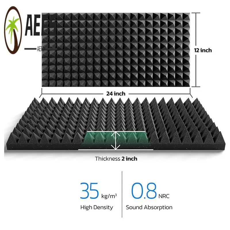AEF5-12 Pack Self Adhesive Pyramid Sound Proof Foam Panels, 24 X 12 X 2Inch Acoustic Panels,For Noise Absorbing Canceling
AEF5-12 Pack Self Adhesive Pyramid Sound Proof Foam Panels, 24 X 12 X 2Inch Acoustic Panels,For Noise Absorbing Canceling