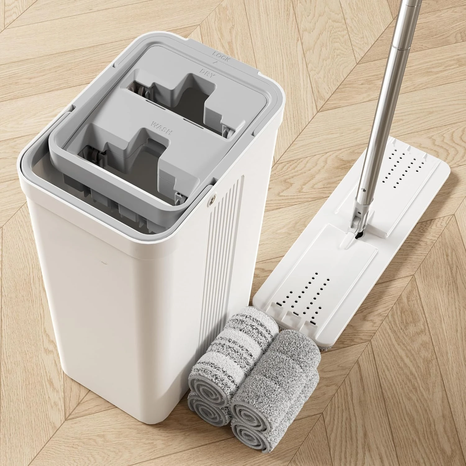 Mop and Bucket with Wringer Set, White Flat Squeeze Mop Bucket Set for Floor Cleaning
Mop and Bucket with Wringer Set, White Flat Squeeze Mop Bucket Set for Floor Cleaning