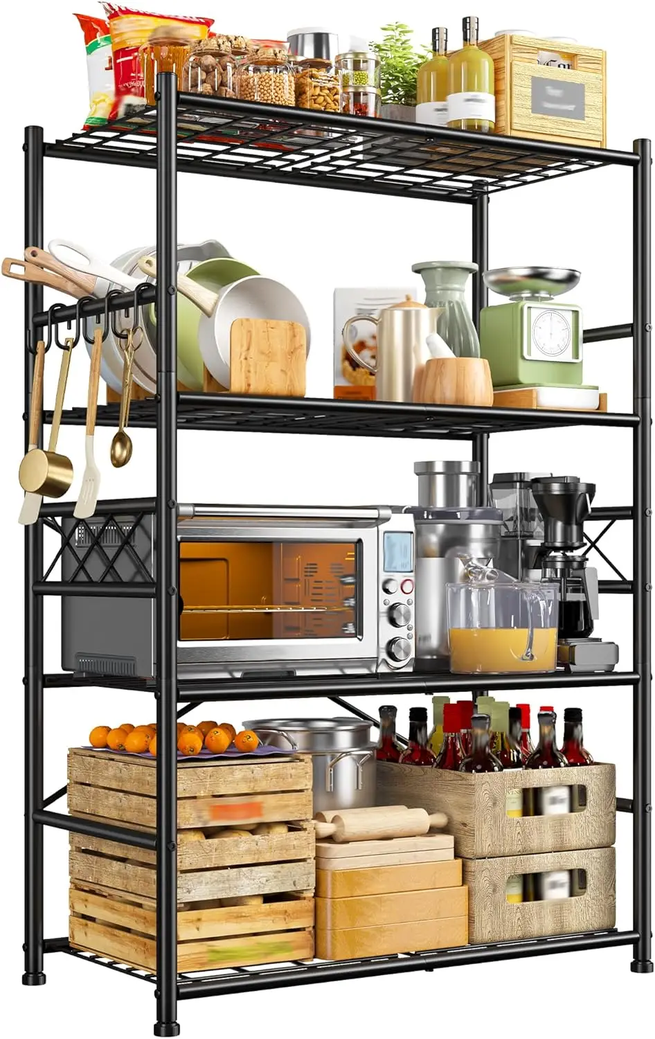 4-Tier Heavy Duty Metal Shelving Unit with Hooks, 36"W x 12"D x 60"H, 800lbs Capacity, Adjustable Feet, Easy Assembly
4-Tier Heavy Duty Metal Shelving Unit with Hooks, 36"W x 12"D x 60"H, 800lbs Capacity, Adjustable Feet, Easy Assembly