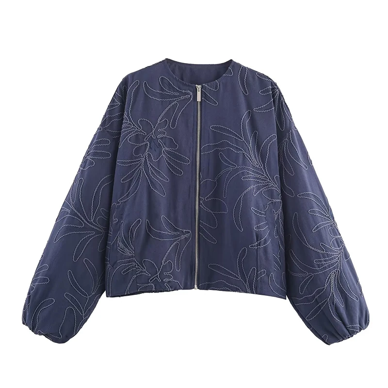 2025 весенне-осенняя куртка-бомбер с вышивкой, женская повседневная свободная короткая куртка на молнии спереди с круглым вырезом и длинными рукавами, топы 
2025 весенне-осенняя куртка-бомбер с вышивкой, женская повседневная свободная короткая куртка на молнии спереди с круглым вырезом и длинными рукавами, топы