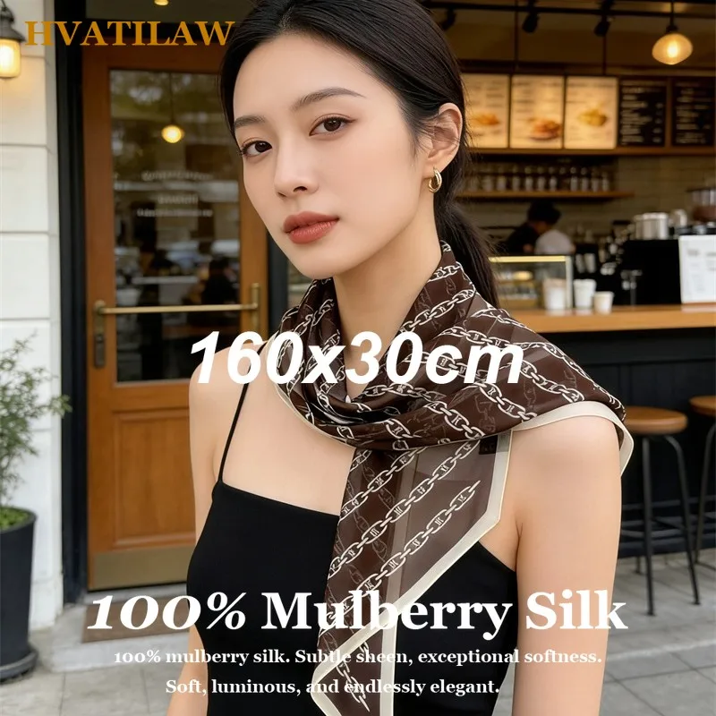 Luxury 100% Mulberry Silk Scarf 160x30cm Narrow Skinny Silk Scarf for Women Elegant Chain Print Chiffon Neck Scarf Foulard Wrap
Luxury 100% Mulberry Silk Scarf 160x30cm Narrow Skinny Silk Scarf for Women Elegant Chain Print Chiffon Neck Scarf Foulard Wrap
