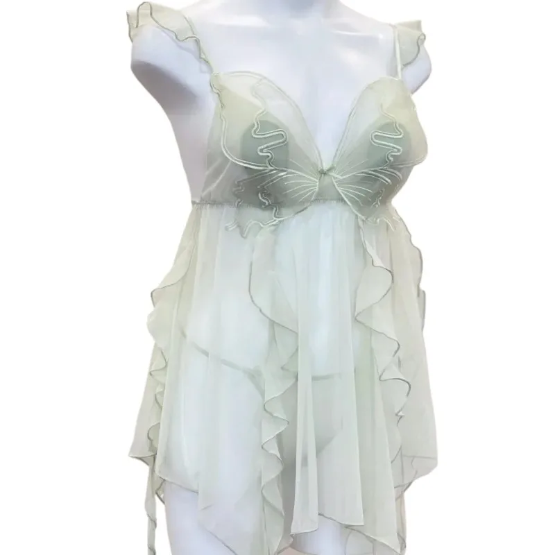 Butterfly Streamer Nightdress with Panty Pajamas Set for Women Sleepwear Sexy Lingerie Loungewear Mesh Lace Perspective Nighty
Butterfly Streamer Nightdress with Panty Pajamas Set for Women Sleepwear Sexy Lingerie Loungewear Mesh Lace Perspective Nighty