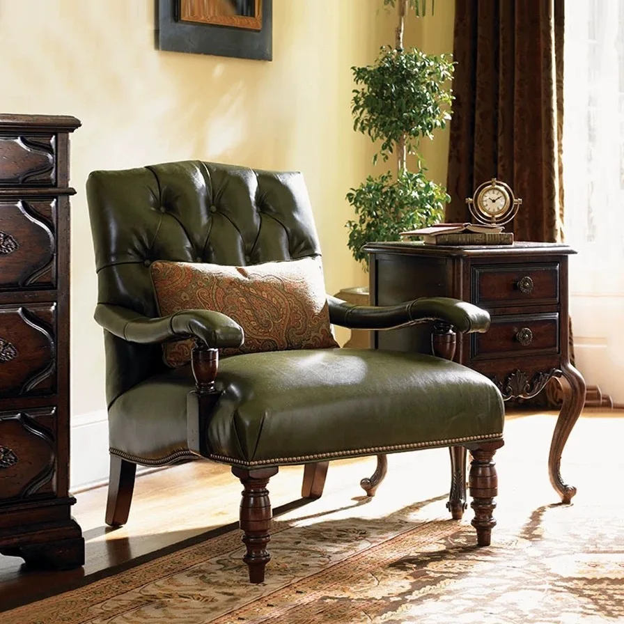 American country solid wood leather tiger chair retro carved living room single sofa villa hotel reception chair
American country solid wood leather tiger chair retro carved living room single sofa villa hotel reception chair