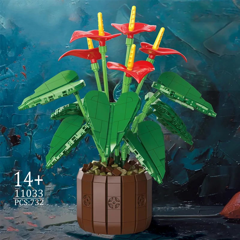 Artificial 11033 Anthurium Plant Potted Model Building Blocks Kit 732pcs Pots Assembly Home Decoration Assembly Small Bricks Toy
Artificial 11033 Anthurium Plant Potted Model Building Blocks Kit 732pcs Pots Assembly Home Decoration Assembly Small Bricks Toy