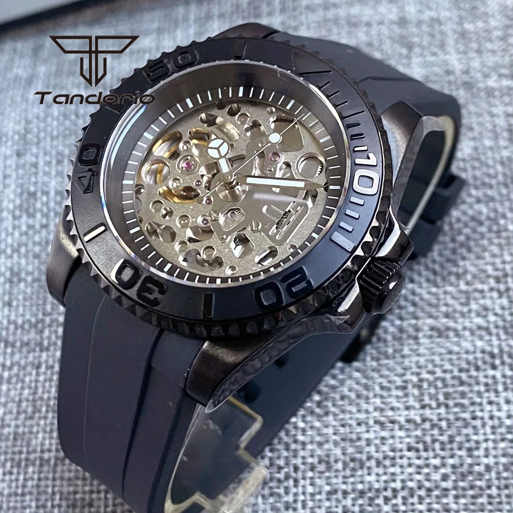 Tandorio NH70 Movt Black Pvd 40mm Mechanical Automatic Men Watch Hollow Dial Sapphire Glass Ceramic Rotating Bezel Rubber Strap
Tandorio NH70 Movt Black Pvd 40mm Mechanical Automatic Men Watch Hollow Dial Sapphire Glass Ceramic Rotating Bezel Rubber Strap