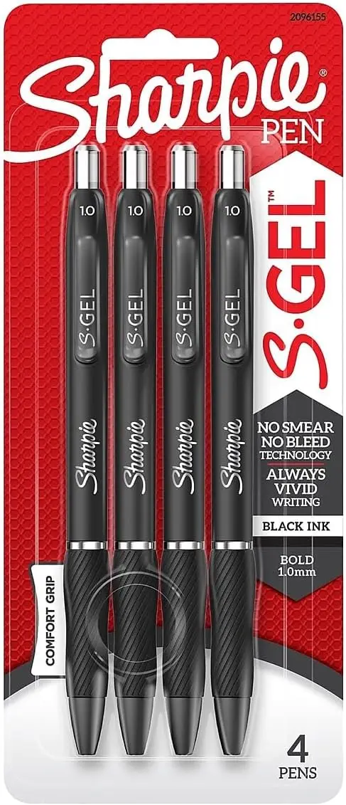 Sharpie S-Gel Bold Point Black Gel Pens 4 Count for Writing and Crafting
Sharpie S-Gel Bold Point Black Gel Pens 4 Count for Writing and Crafting