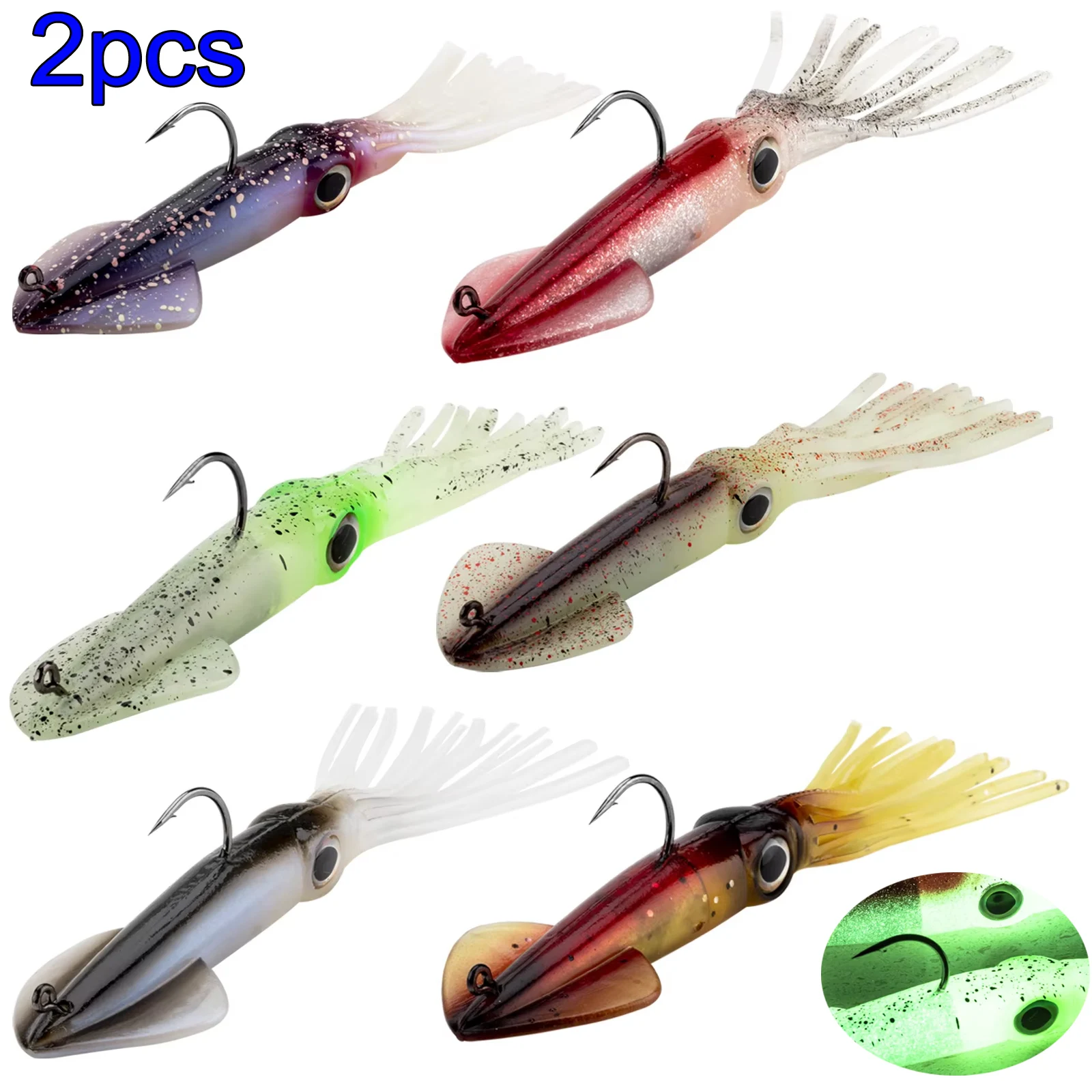 2pcs 36g Soft Squid Bait Fishing Jigging Octopus Lures Luminous UV Squid Jig Lure for Deep Sea Fishing Trolling Wobblers Bait
2pcs 36g Soft Squid Bait Fishing Jigging Octopus Lures Luminous UV Squid Jig Lure for Deep Sea Fishing Trolling Wobblers Bait