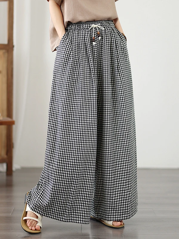 High Waist Plaid Wide Leg Pants Women's Spring Summer Autumn Loose Drapey Versatile Casual Trousers for Daily Wear
High Waist Plaid Wide Leg Pants Women's Spring Summer Autumn Loose Drapey Versatile Casual Trousers for Daily Wear
