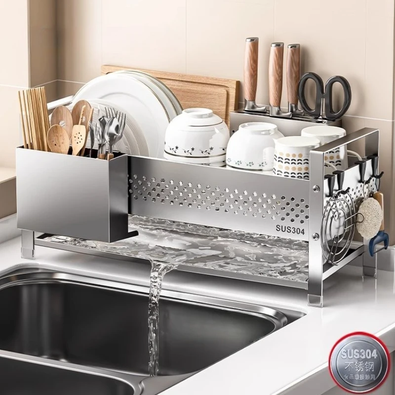 304 Stainless Steel Dish Rack Space-Saving Drainer for Counter Multi-Functional Utensil Holder Rustproof Cup & Plate Organizer
304 Stainless Steel Dish Rack Space-Saving Drainer for Counter Multi-Functional Utensil Holder Rustproof Cup & Plate Organizer