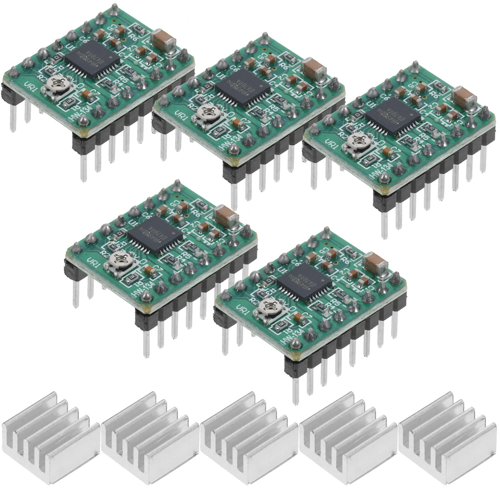 5pcs A4988 Motor Driver for 3D Printers CNC Machines Adjustable Current Motor Driver Module Heat Sink Board
5pcs A4988 Motor Driver for 3D Printers CNC Machines Adjustable Current Motor Driver Module Heat Sink Board