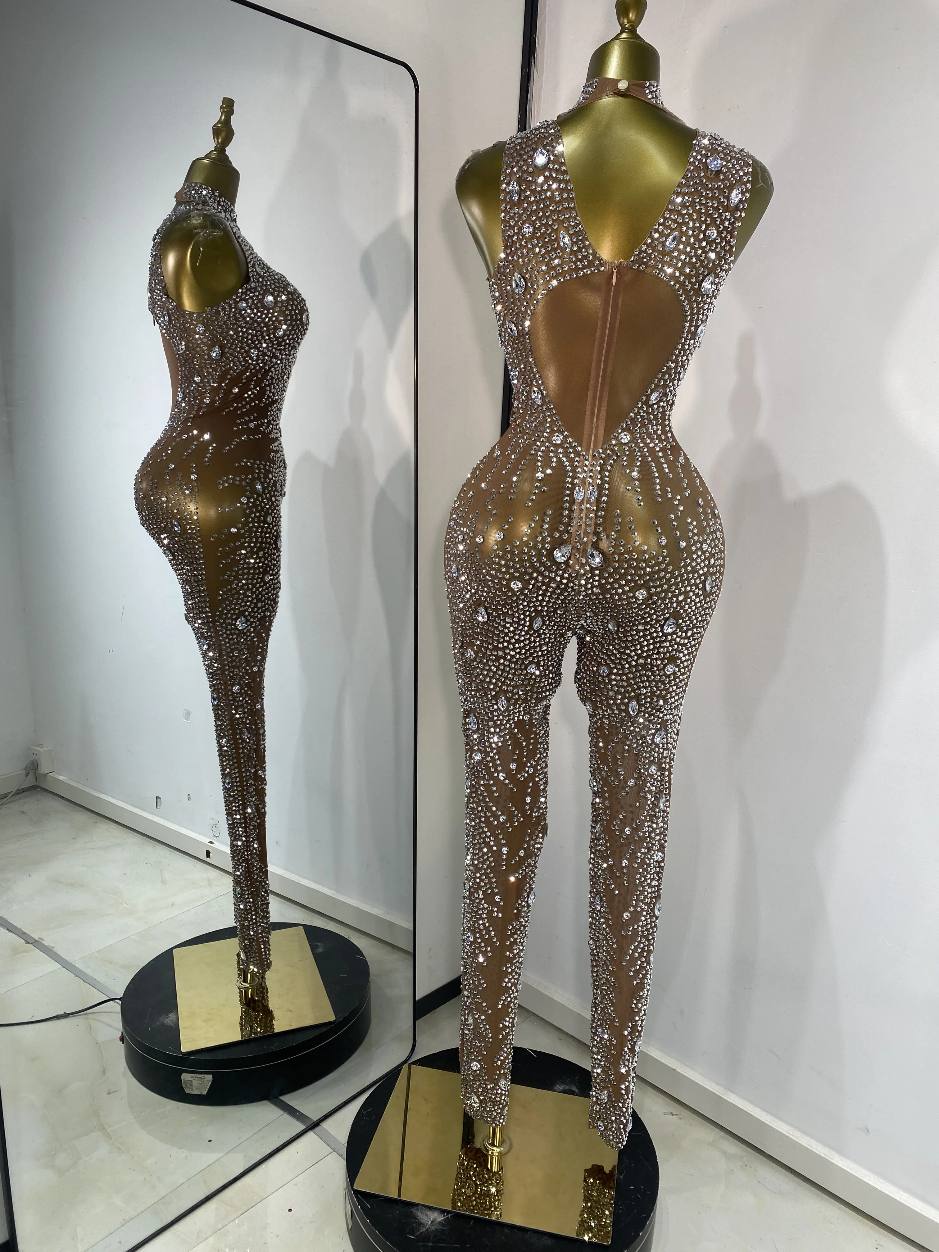 Women Special Occasion Sparkly Full Rhinestones Mesh Jumpsuits Dress See Through Music Festival Stage Costumes Nightbar DJ Gogo
Women Special Occasion Sparkly Full Rhinestones Mesh Jumpsuits Dress See Through Music Festival Stage Costumes Nightbar DJ Gogo