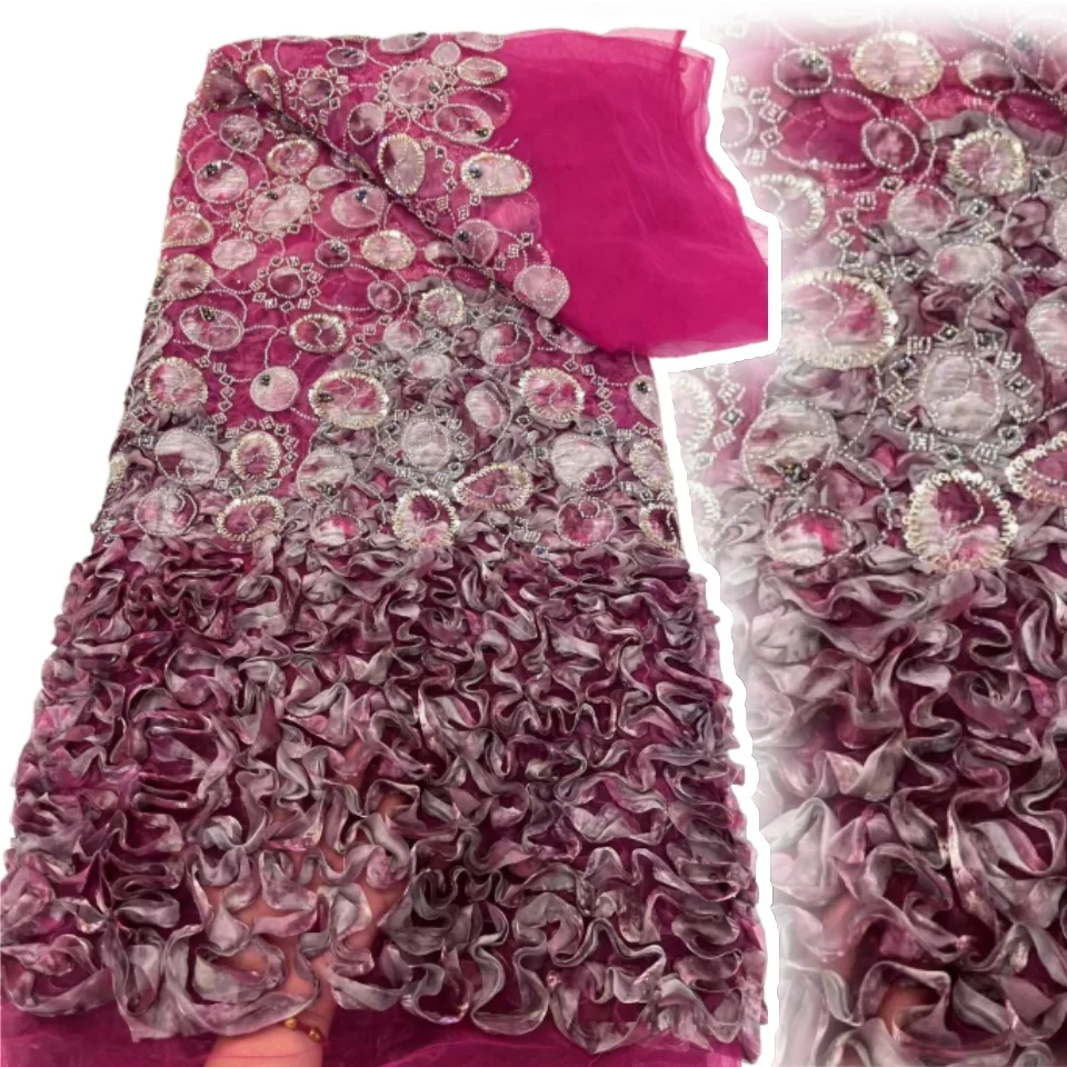 3D High-Quality Handmade African Lace Fabric with Beads and Sequins for Wedding Dresses Fashionable Embroidered Party Wear C1258
3D High-Quality Handmade African Lace Fabric with Beads and Sequins for Wedding Dresses Fashionable Embroidered Party Wear C1258