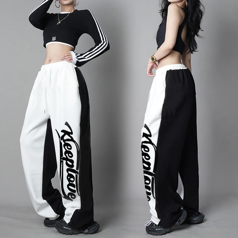 High Waist Straight Leg Cotton Sport Pants Women's Loose Fit Drawstring Casual Dance Wide Leg Trousers Street Style
High Waist Straight Leg Cotton Sport Pants Women's Loose Fit Drawstring Casual Dance Wide Leg Trousers Street Style