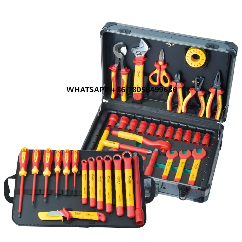 Pro'skit PK-2836M 41 шт. 1000 В изолированный метрический набор инструментов для электростанции, кондиционирования воздуха, обслуживания электромобилей
Pro'skit PK-2836M 41 шт. 1000 В изолированный метрический набор инструментов для электростанции, кондиционирования воздуха, обслуживания электромобилей