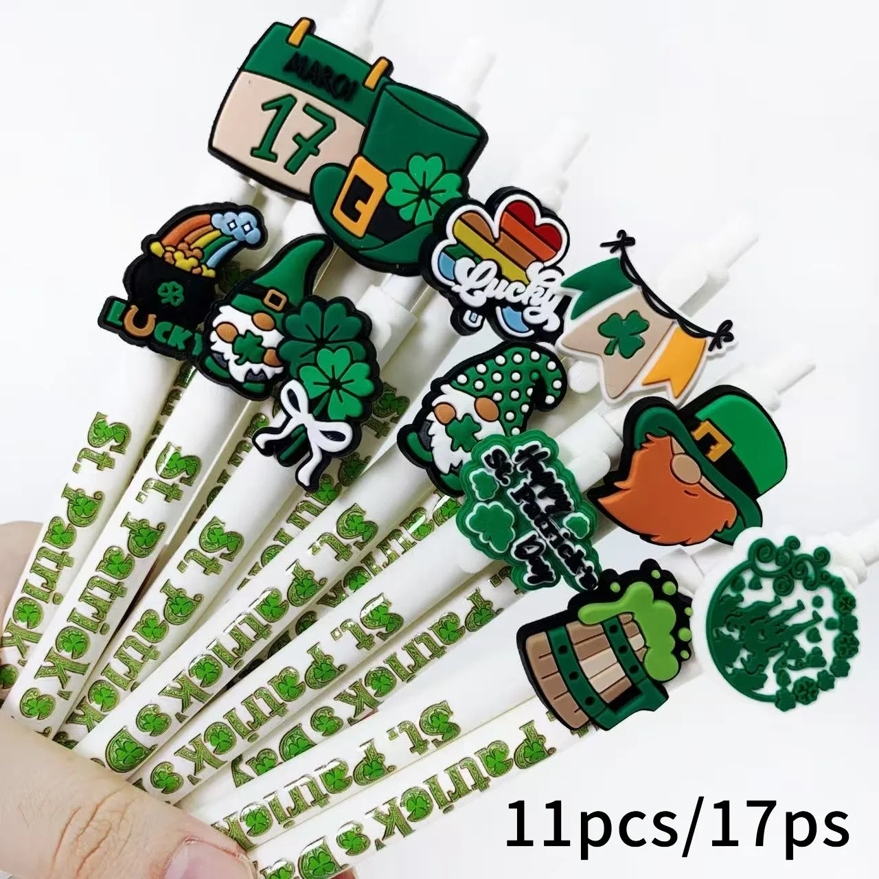 11pcs/17pcs St. Patrick's Day Lucky Clover Ballpoint Pens - Irish Green Themed Gel Pens, Stationery for Students & Office Use
11pcs/17pcs St. Patrick's Day Lucky Clover Ballpoint Pens - Irish Green Themed Gel Pens, Stationery for Students & Office Use