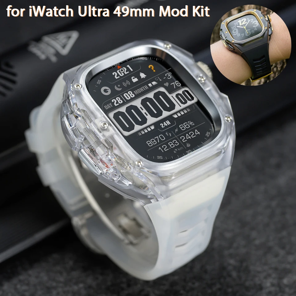 Роскошный комплект модификации для Apple Watch Ultra 2 3 49 мм, ремешок из фторкаучука для часов iWatch Ultra49 мм, пряжка-бабочка
Роскошный комплект модификации для Apple Watch Ultra 2 3 49 мм, ремешок из фторкаучука для часов iWatch Ultra49 мм, пряжка-бабочка