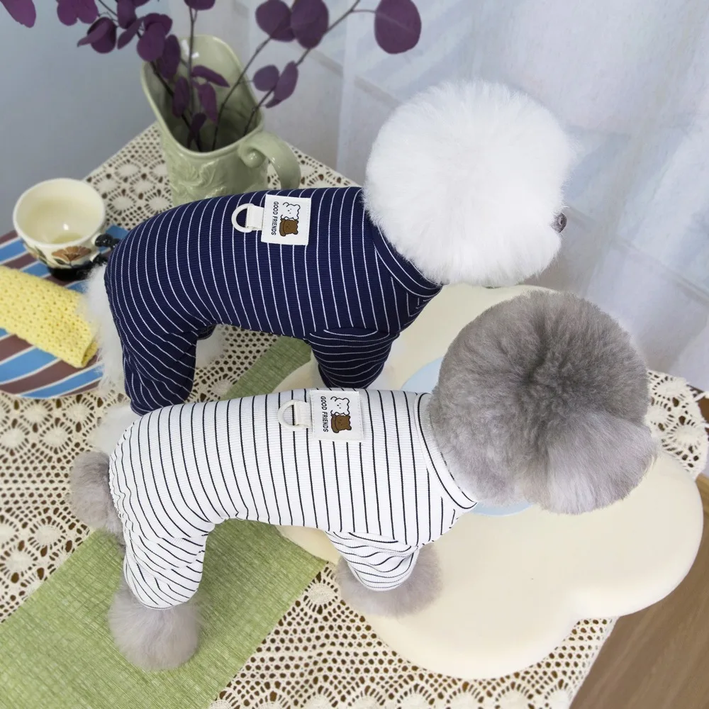 Pet Accessories Soft Striped Dog Pajamas Short Sleeve Lapel Style Dog Hoodies Breathable Puppy Overalls Bichon
Pet Accessories Soft Striped Dog Pajamas Short Sleeve Lapel Style Dog Hoodies Breathable Puppy Overalls Bichon