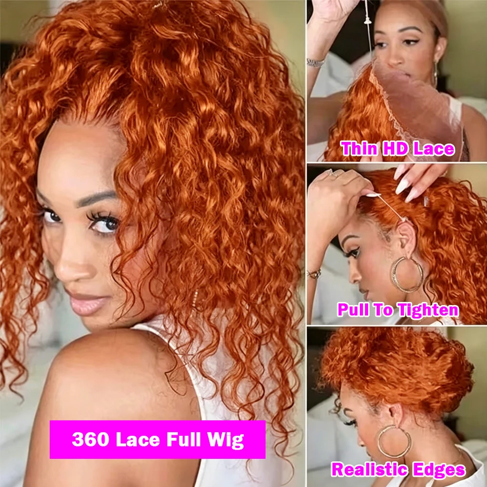 Orange Ginger Curly Human Hair Wig 360 Full Lace Wigs 350 Colored Lace Front Wigs Deep Wave 13x6 HD Lace Frontal Wigs For Women
Orange Ginger Curly Human Hair Wig 360 Full Lace Wigs 350 Colored Lace Front Wigs Deep Wave 13x6 HD Lace Frontal Wigs For Women