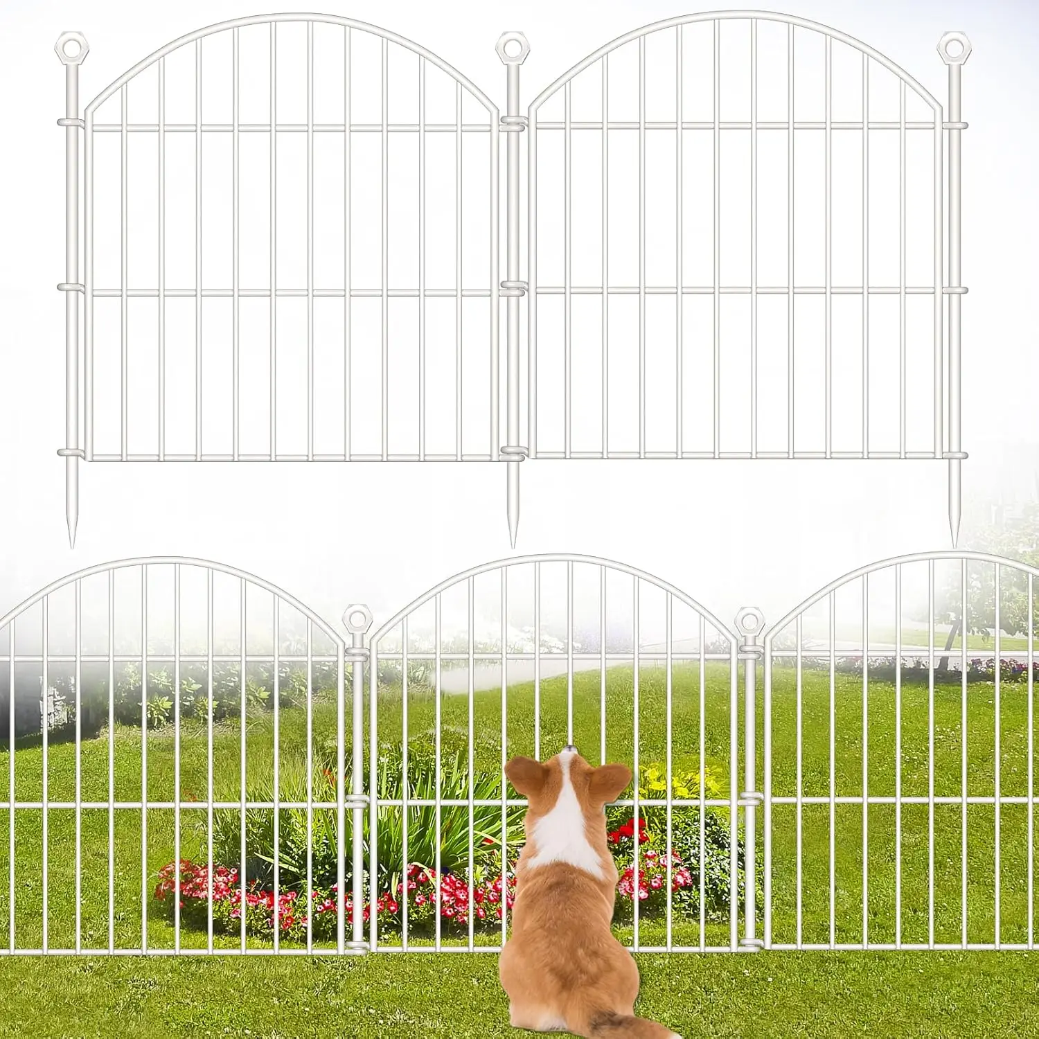 No Dig Garden Fence 24in H x 20ft L, 10 Pack Arched Border for Dogs, Yard Patio Decor White
No Dig Garden Fence 24in H x 20ft L, 10 Pack Arched Border for Dogs, Yard Patio Decor White