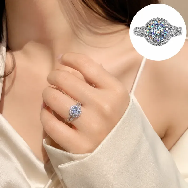 925 Sterling Silver 2ct Round Cut Moissanite Engagement Ring for Women Wedding Band Bridal Promise Ring Hypoallergenic
925 Sterling Silver 2ct Round Cut Moissanite Engagement Ring for Women Wedding Band Bridal Promise Ring Hypoallergenic