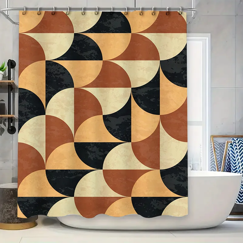 Geometric Bathroom Shower Curtain Waterproof Home Decor Orange Beige Black Classic Modern Design for Bathrooms Size 72x84 Inches
Geometric Bathroom Shower Curtain Waterproof Home Decor Orange Beige Black Classic Modern Design for Bathrooms Size 72x84 Inches