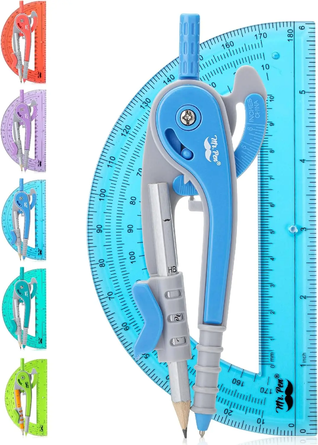 Geometry Compass and Protractor Set for Drawing, Math, Engineering with Durable Materials
Geometry Compass and Protractor Set for Drawing, Math, Engineering with Durable Materials