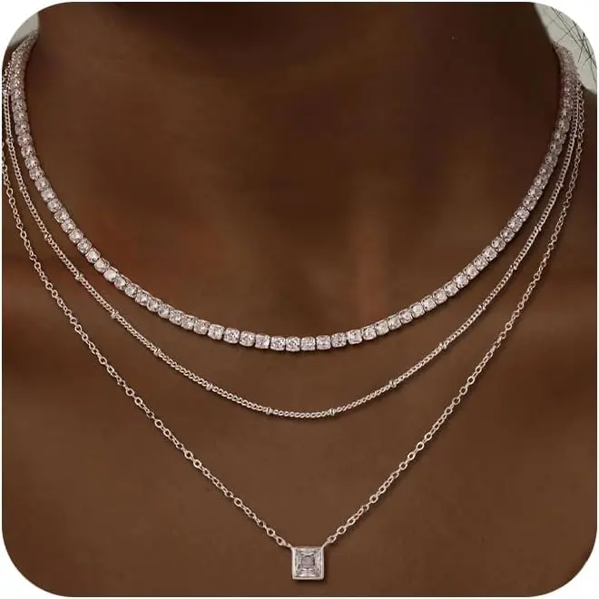 Layered Silver Necklace for Women Dainty Stackable Charm Paperclip Tennis Rope Chain CZ Pendant Jewelry Set Gift
Layered Silver Necklace for Women Dainty Stackable Charm Paperclip Tennis Rope Chain CZ Pendant Jewelry Set Gift