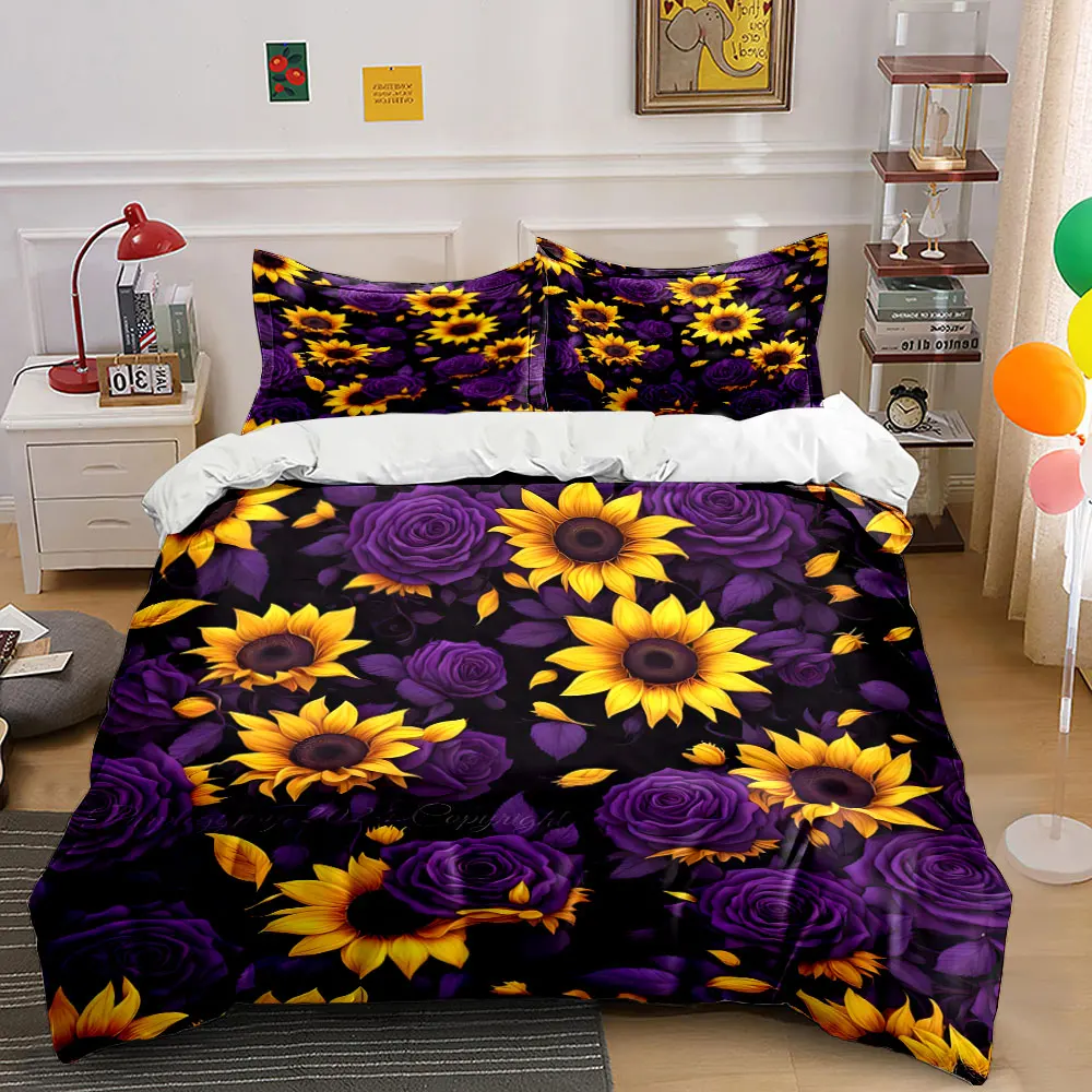 Purple roses and yellow sunflowers Duvet Cover Set with 3D Printing Design Soft Polyester Bedding Set All-Season Comfort
Purple roses and yellow sunflowers Duvet Cover Set with 3D Printing Design Soft Polyester Bedding Set All-Season Comfort