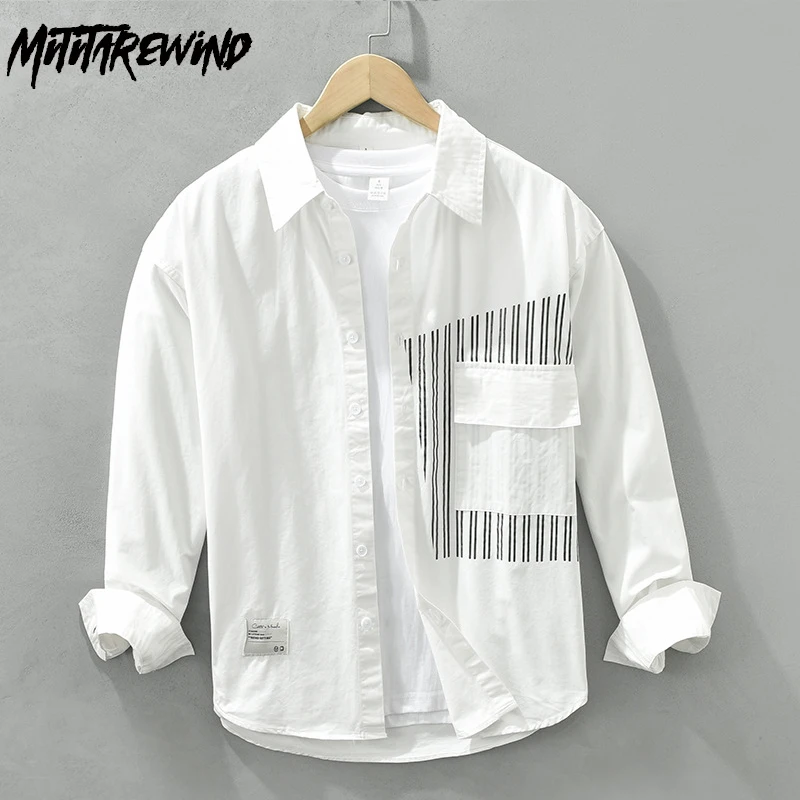 Spring Autumn Full Sleeve White Shirt Men Daily Casual Shirts Pure Cotton Striped Patchwork Loose Shirt Fashion Versatile Tops
Spring Autumn Full Sleeve White Shirt Men Daily Casual Shirts Pure Cotton Striped Patchwork Loose Shirt Fashion Versatile Tops