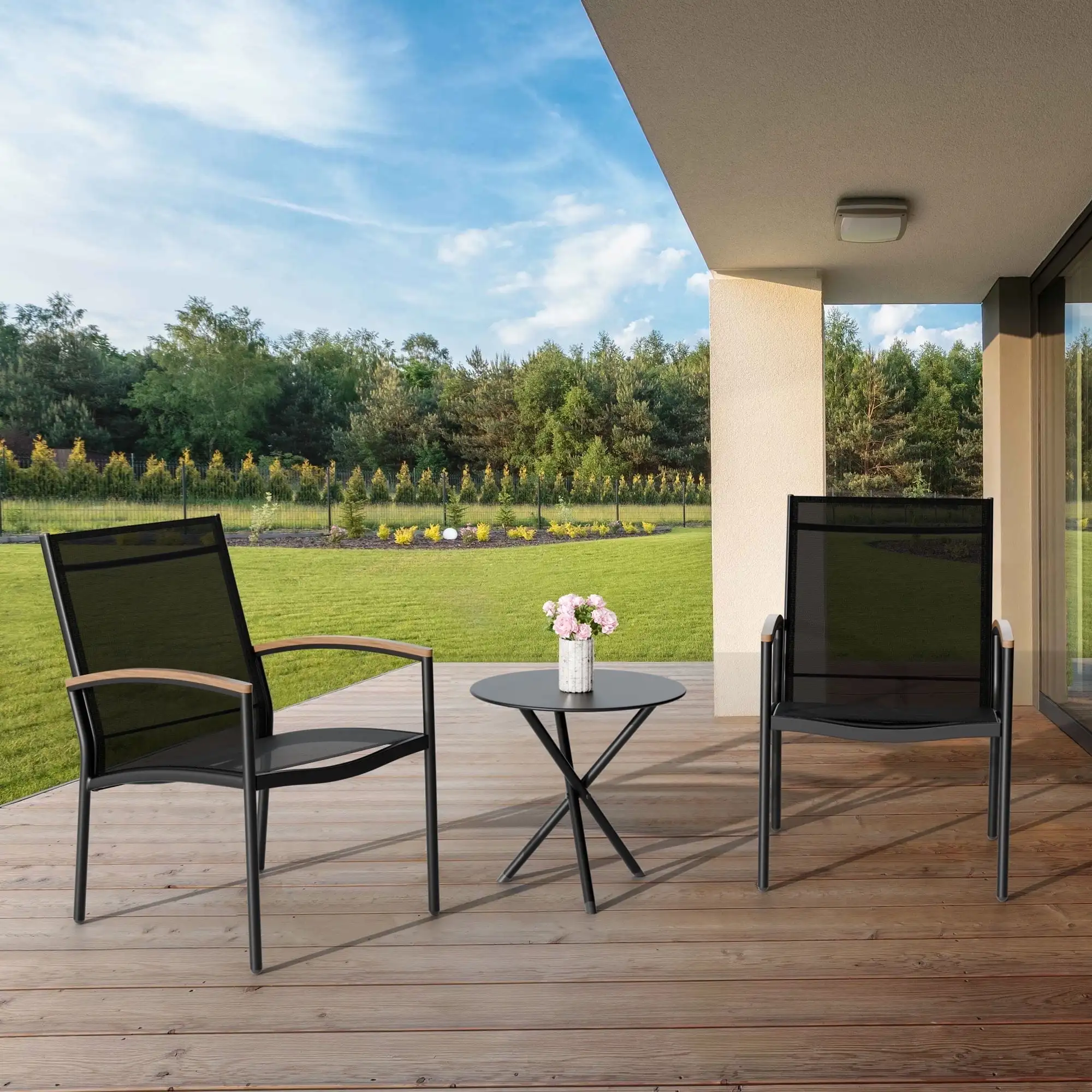 Patio Conversation Sets 3-Piece Outdoor Chairs Patio Furniture Conversation Set-Two Chairs with Coffee Table Black
Patio Conversation Sets 3-Piece Outdoor Chairs Patio Furniture Conversation Set-Two Chairs with Coffee Table Black