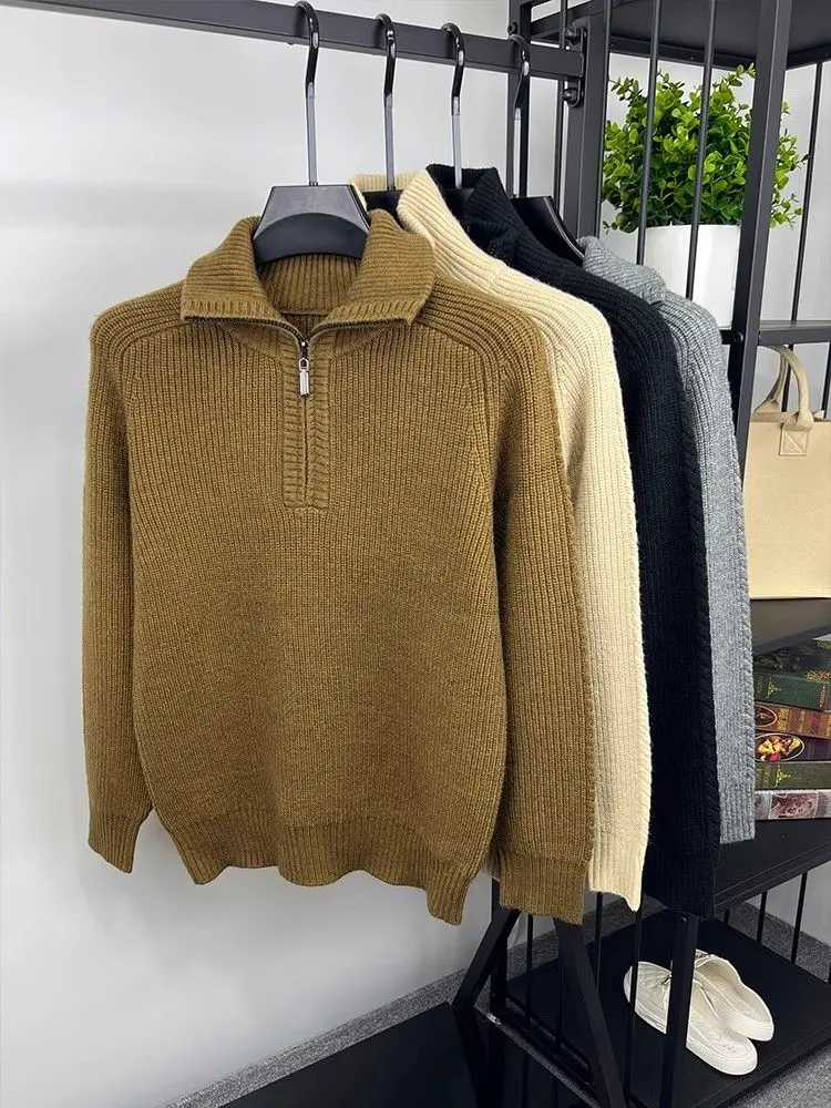 High quality zipper knitted cardigan stand up collar men's autumn winter fashion Korean design warm casual sweater coat
High quality zipper knitted cardigan stand up collar men's autumn winter fashion Korean design warm casual sweater coat