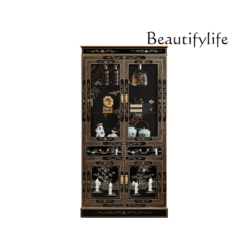 New Chinese bookcase wine cabinet storage cabinet glass door retro solid wood locker high cabinet living room decoration
New Chinese bookcase wine cabinet storage cabinet glass door retro solid wood locker high cabinet living room decoration