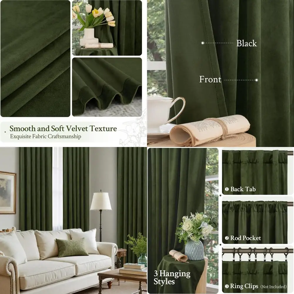 Роскошные оливково-зеленые бархатные утепленные шторы, 52x108 дюймов, с креплением на петлях и карманом для карниза, для гостиной и спальни
Роскошные оливково-зеленые бархатные утепленные шторы, 52x108 дюймов, с креплением на петлях и карманом для карниза, для гостиной и спальни
