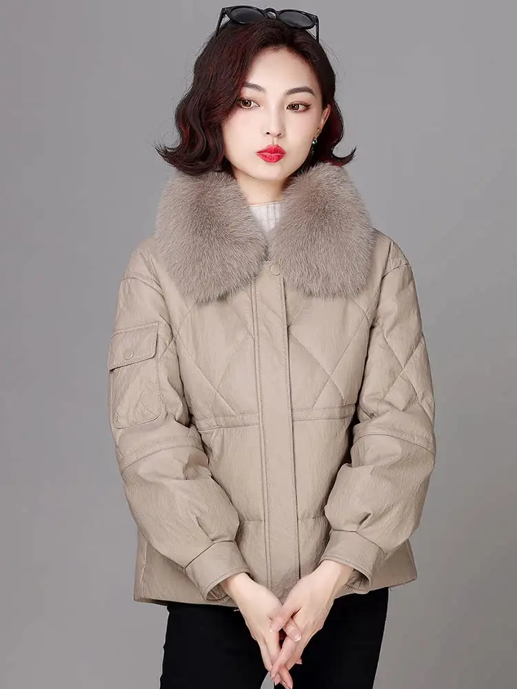 Real Leather ort Puffer Jaet Women's Loose Fit Fur eepskin Coat Korean Sle Winter Coat for Small Figures
Real Leather ort Puffer Jaet Women's Loose Fit Fur eepskin Coat Korean Sle Winter Coat for Small Figures