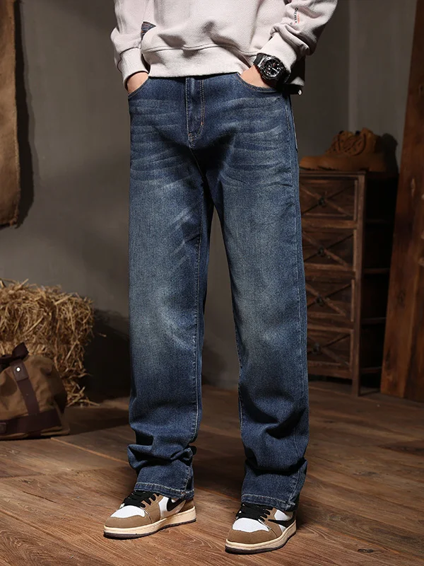 Loose Straight Leg American Style Jeans Men's Blue Long Pants High Street Style Winter Wear Resistant Worn in Look Basic Fit
Loose Straight Leg American Style Jeans Men's Blue Long Pants High Street Style Winter Wear Resistant Worn in Look Basic Fit