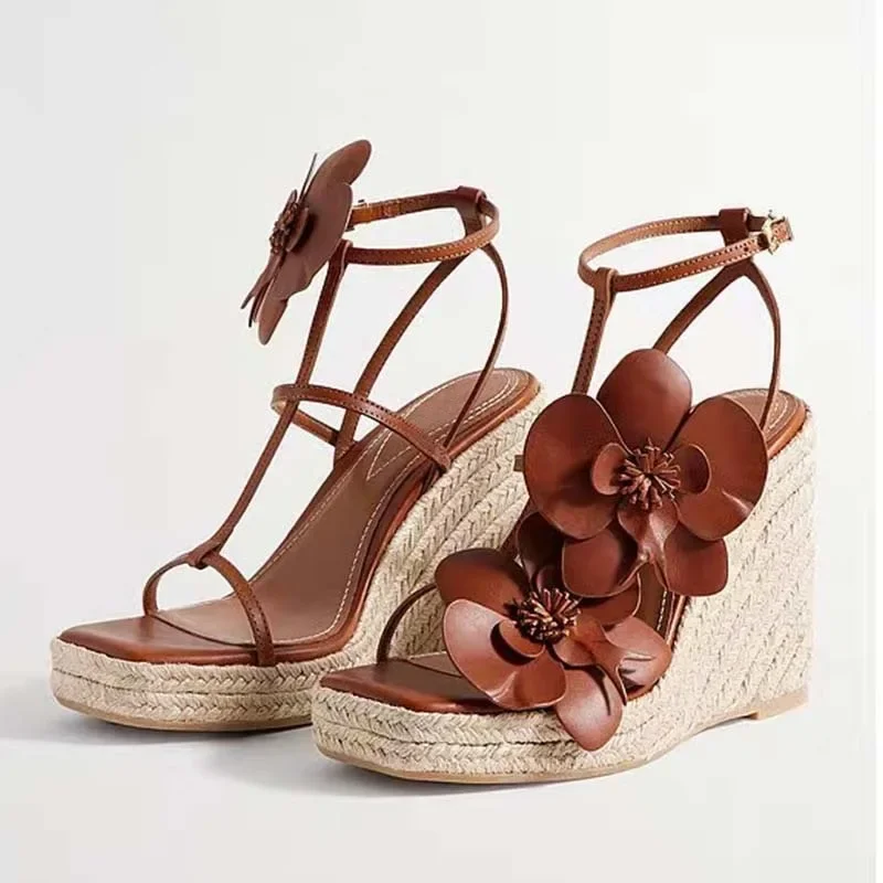 New Brown Gold Flower Grass Weaving Wedge Sandals European American Open Toe Banquet Wedding Bride Bridesmaid High Heels 41
New Brown Gold Flower Grass Weaving Wedge Sandals European American Open Toe Banquet Wedding Bride Bridesmaid High Heels 41