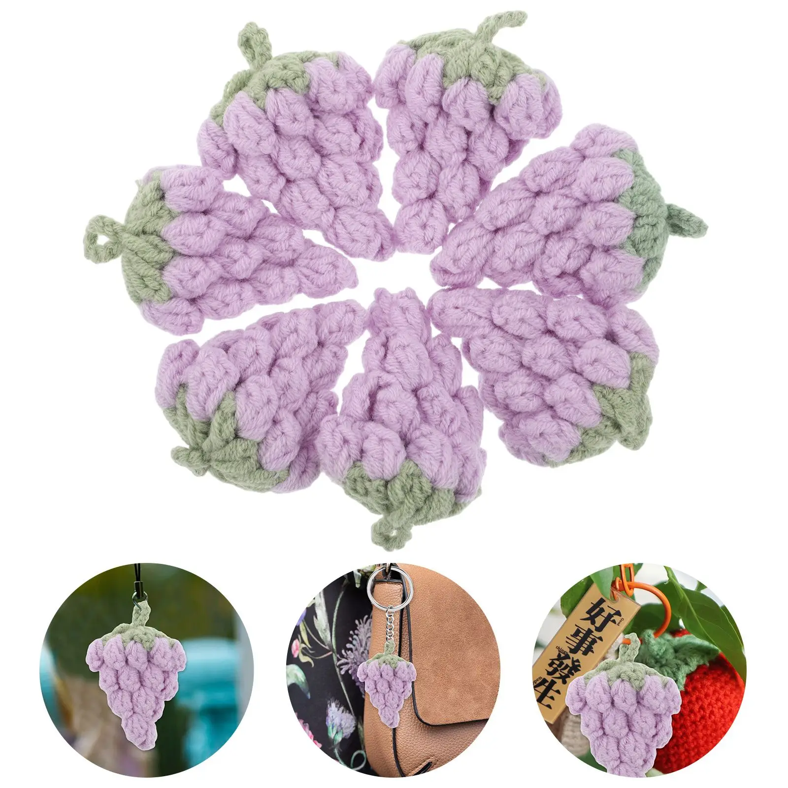 10pcs Purple Grape Pendants Hand Crocheted Fruit Decorations for Bags Realistic Kits Starter Projects
10pcs Purple Grape Pendants Hand Crocheted Fruit Decorations for Bags Realistic Kits Starter Projects