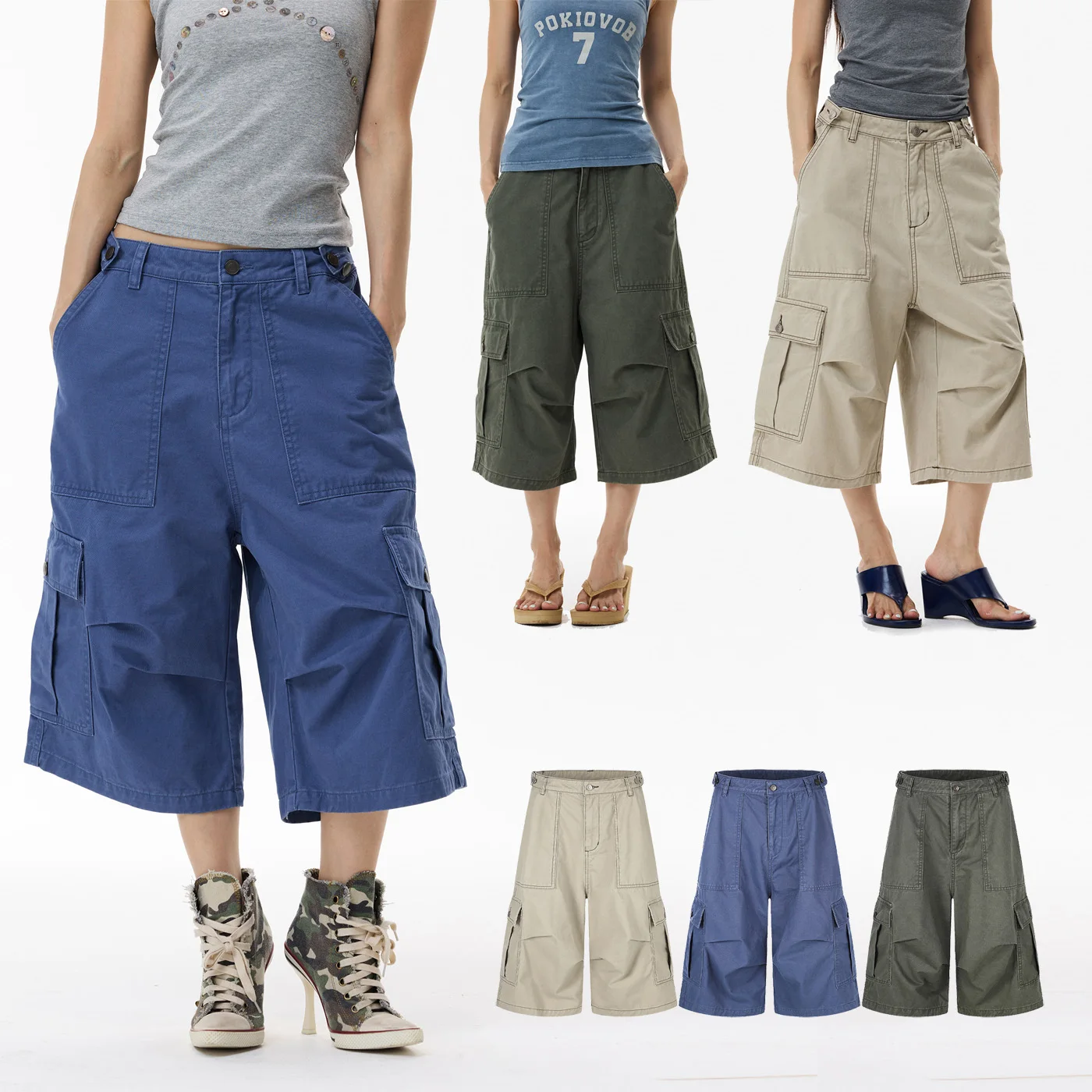 Summer Calf-length Cargo Pants Men Women Streetwear Fashion Loose Casual Pure Cotton Middle Baggy Pants Couple Trousers
Summer Calf-length Cargo Pants Men Women Streetwear Fashion Loose Casual Pure Cotton Middle Baggy Pants Couple Trousers