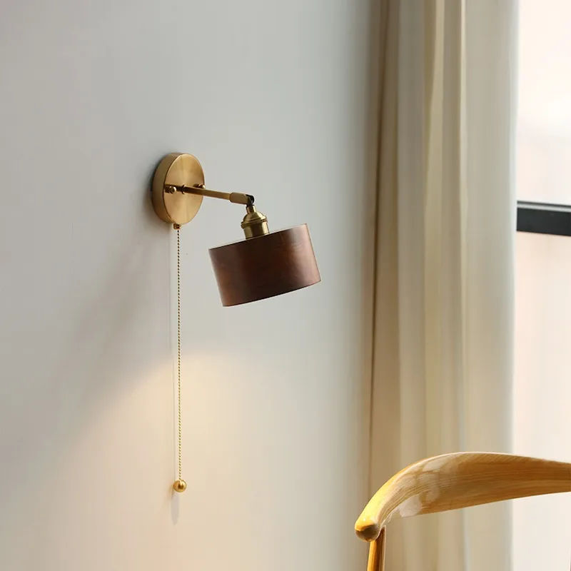 American Copper Wall Lamps Walnut Wooden Lampshade Beside Homestay Study Coffee Shop Stair Bathroom Mirror Retro Sconces Lights
American Copper Wall Lamps Walnut Wooden Lampshade Beside Homestay Study Coffee Shop Stair Bathroom Mirror Retro Sconces Lights